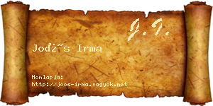 Joós Irma névjegykártya