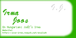 irma joos business card